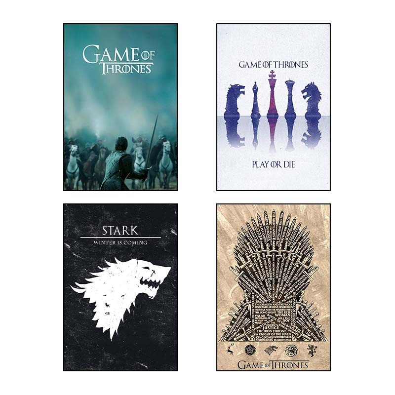 تابلو شاسی دنیای قاب طرح بازی تاج و تخت Game of Thrones کد 12007 مجموعه 4 عددی