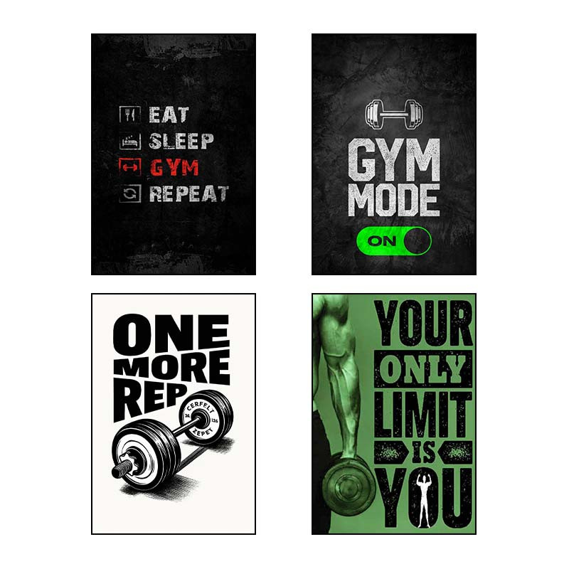 تابلو شاسی دنیای قاب طرح Gym کد 63841 مجموعه 4 عددی