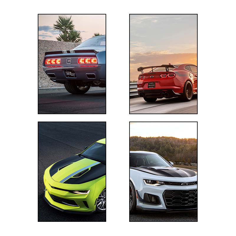 تابلو شاسی دنیای قاب طرح Chevrolet Camaro کد 96268 مجموعه 4 عددی