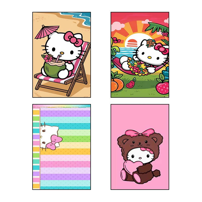 تابلو شاسی دنیای قاب طرح هلو کیتی hello kitty کد 10215 مجموعه 4 عددی