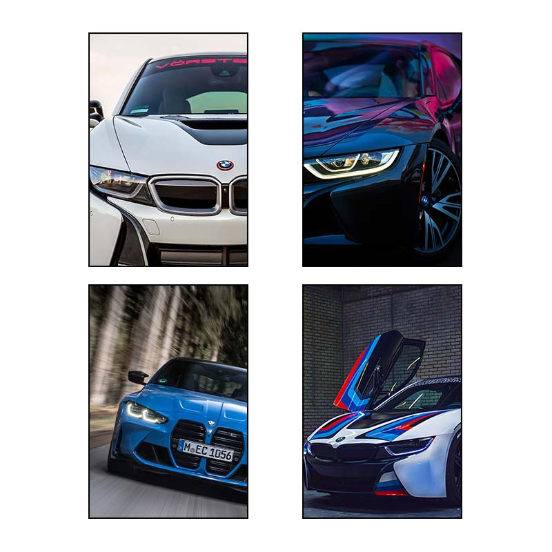 تابلو شاسی دنیای قاب طرح BMW کد 16953 مجموعه 4 عددی