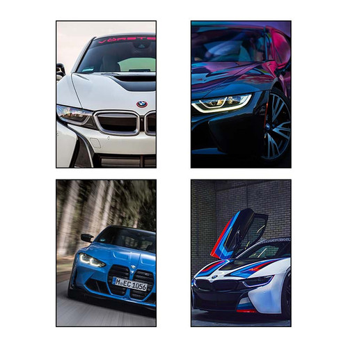 تابلو شاسی دنیای قاب طرح BMW کد 16953 مجموعه 4 عددی