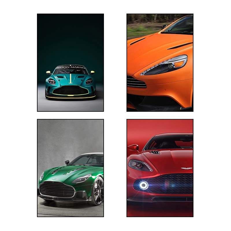 تابلو شاسی دنیای قاب طرح Aston Martin کد 72151 مجموعه 4 عددی