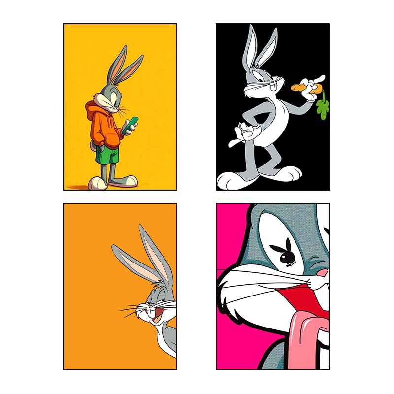 تابلو شاسی دنیای قاب طرح The Bugs Bunny کد 57471 مجموعه 4 عددی