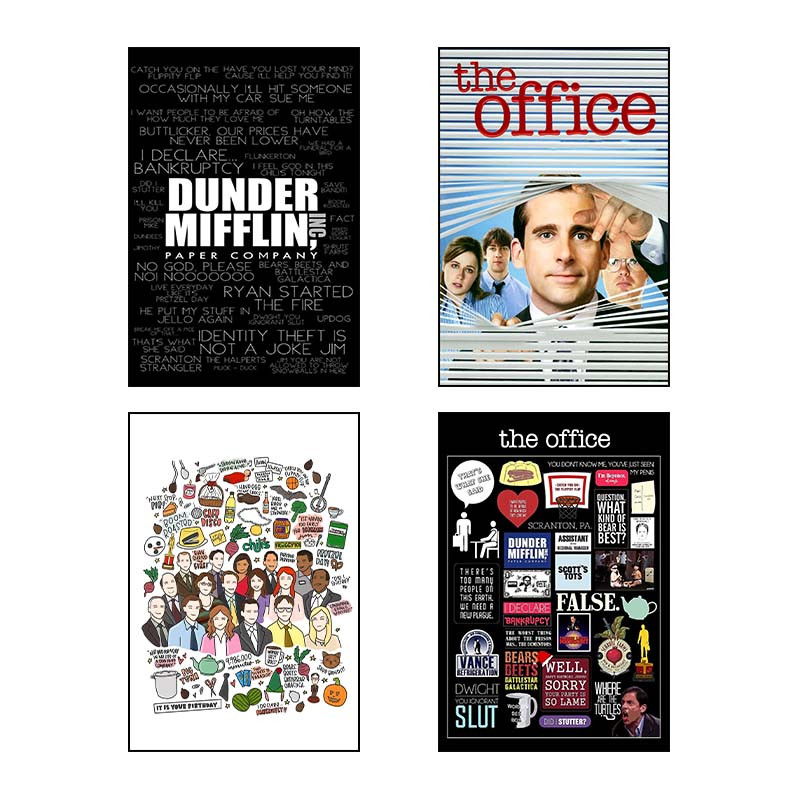 تابلو شاسی دنیای قاب طرح The Office کد 94846 مجموعه 4 عددی