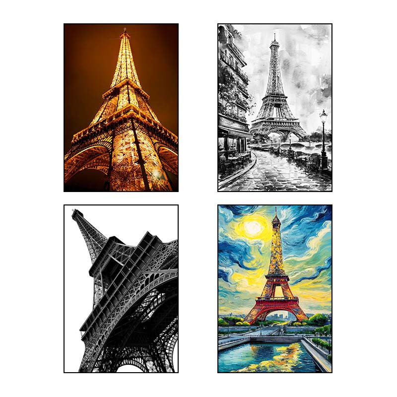 تابلو شاسی دنیای قاب طرح پاریس Paris کد 12920 مجموعه 4 عددی