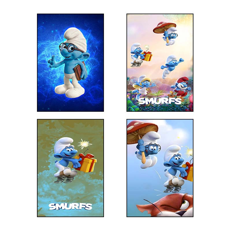 تابلو شاسی دنیای قاب طرح اسمورف‌ها Smurfs کد 59957 مجموعه 4 عددی