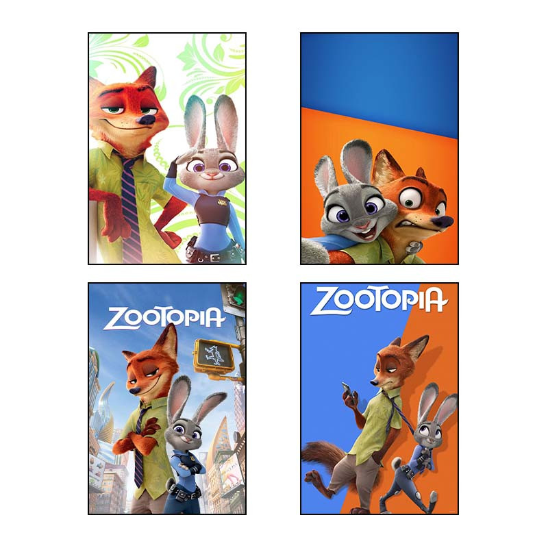 تابلو شاسی دنیای قاب طرح زوتوپیا Zootopia کد 24446 مجموعه 4 عددی