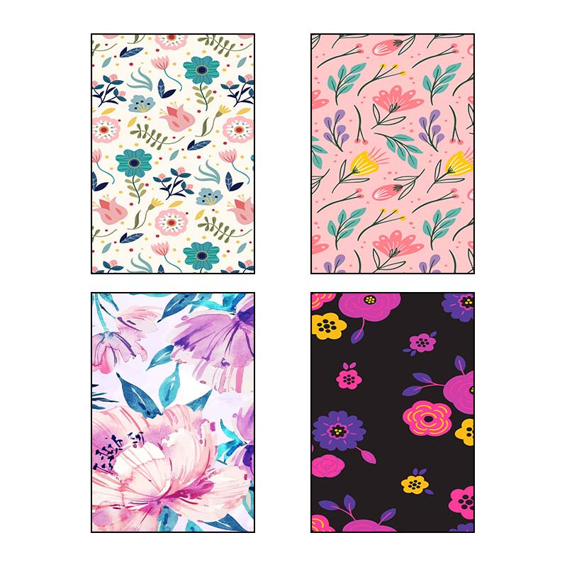 تابلو شاسی دنیای قاب طرح پترن گل‌دار Floral Pattern کد 78569 مجموعه 4 عددی
