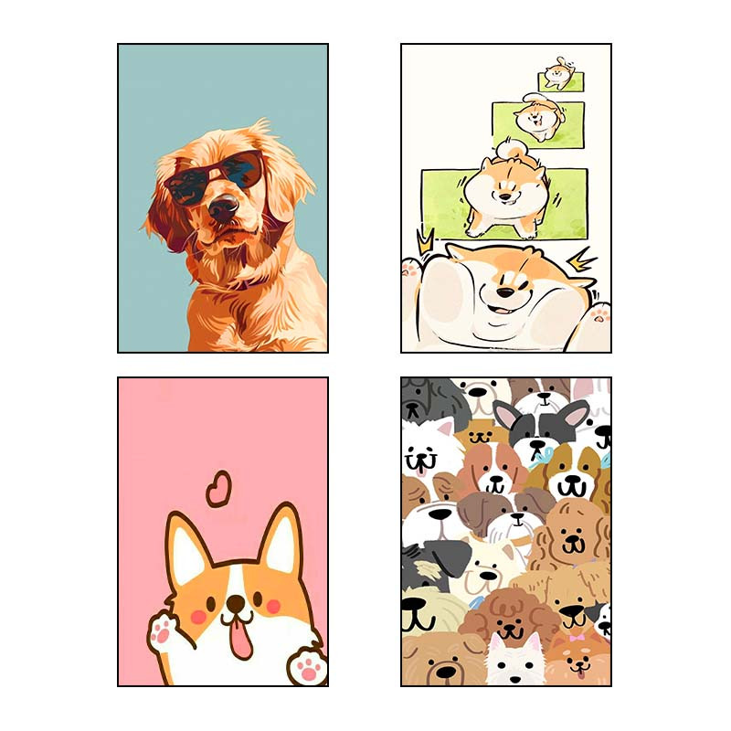 تابلو شاسی دنیای قاب طرح سگ Dog کد 16633 مجموعه 4 عددی