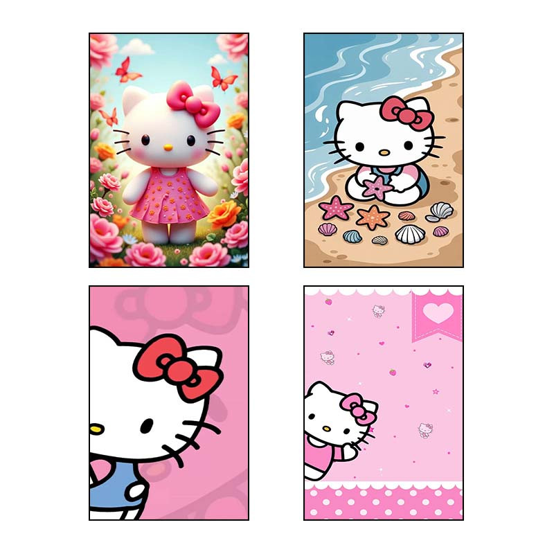 تابلو شاسی دنیای قاب طرح هلو کیتی hello kitty کد 76118 مجموعه 4 عددی