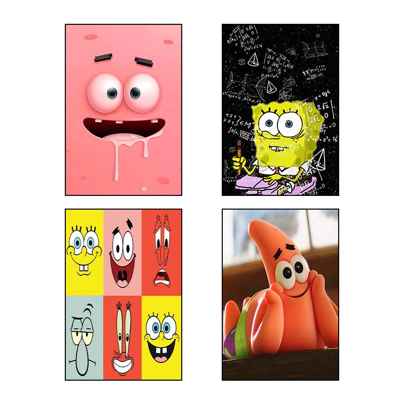 تابلو شاسی دنیای قاب طرح باب اسفنجی spong bob کد 69908 مجموعه 4 عددی