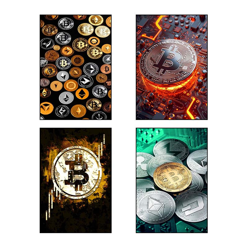 تابلو شاسی دنیای قاب طرح ارز دیجیتال Crypto کد 61707 مجموعه 4 عددی