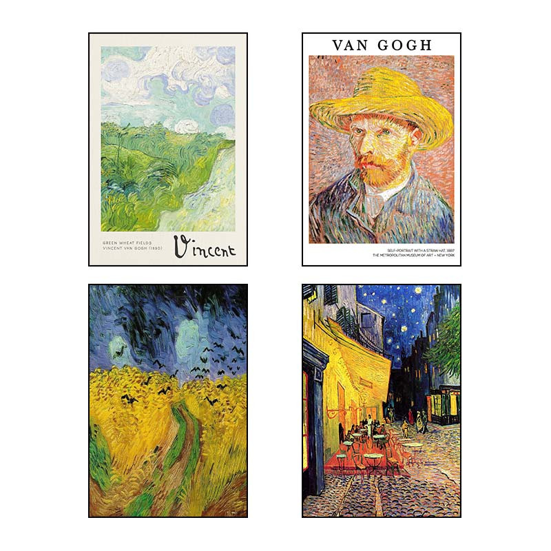 تابلو شاسی دنیای قاب طرح نقاشی‌های ون‌گوگ Van Gogh Paintings کد 42285 مجموعه 4 عددی