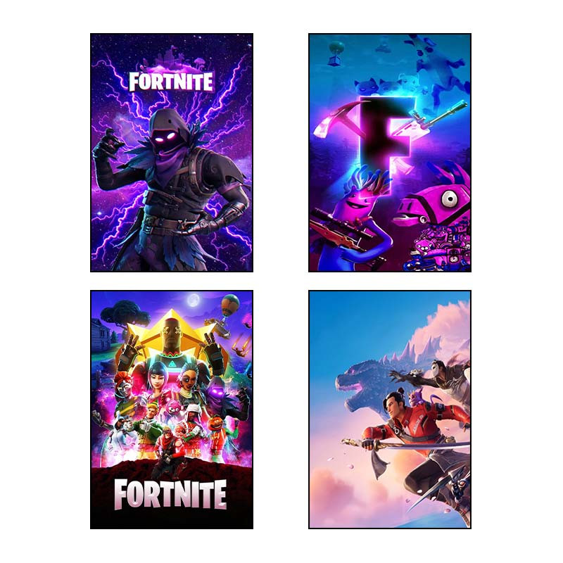 تابلو شاسی دنیای قاب طرح فورتنایت Fortnite کد 48019 مجموعه 4 عددی