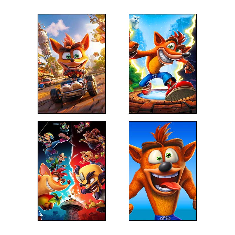 تابلو شاسی دنیای قاب طرح کرش بندیکوت Crash Bandicoot کد 68838 مجموعه 4 عددی