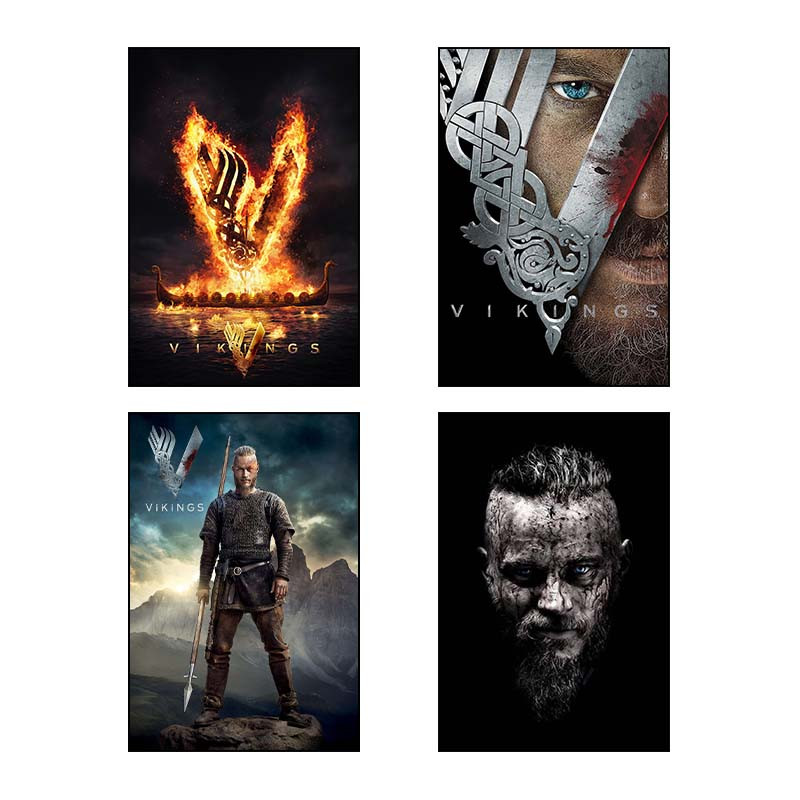 تابلو شاسی دنیای قاب طرح وایکینگ‌ها Vikings کد 90017 مجموعه 4 عددی