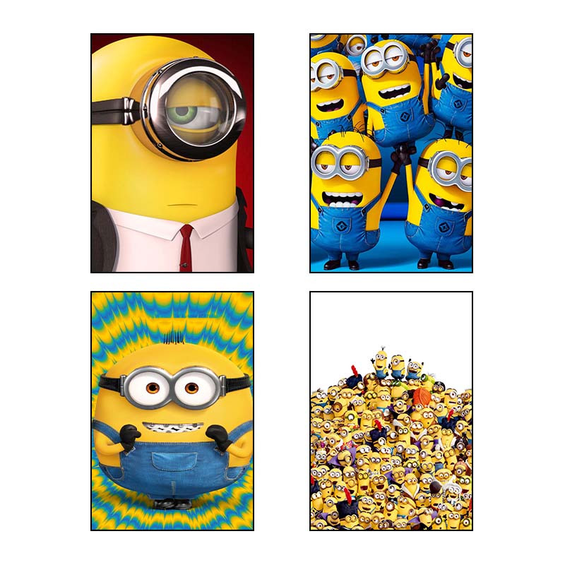 تابلو شاسی دنیای قاب طرح مینیون‌ها Minions کد 96207 مجموعه 4 عددی