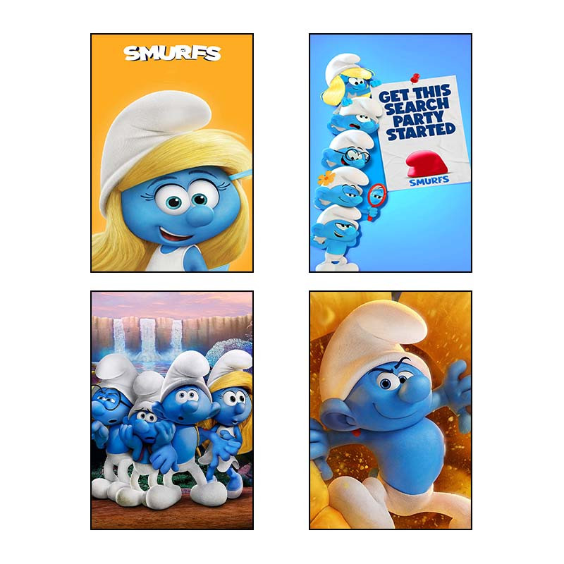 تابلو شاسی دنیای قاب طرح Smurfs کد 23020 مجموعه 4 عددی