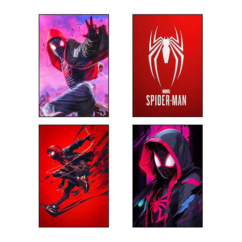 تابلو شاسی دنیای قاب طرح Man-مرد عنکبوتی Spider کد 85265 مجموعه 4 عددی
