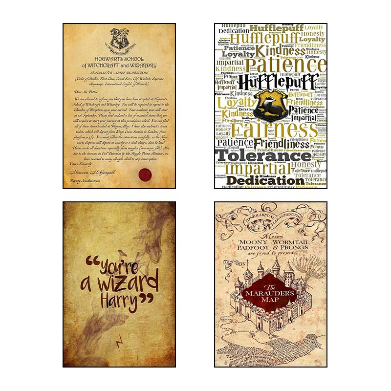 تابلو شاسی دنیای قاب طرح هری پاتر Harry Potter کد 10734 مجموعه 4 عددی