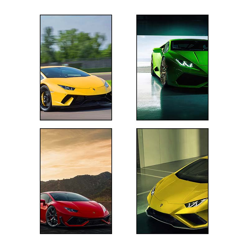 تابلو شاسی دنیای قاب طرح Lamborghini Huracan کد 15122 مجموعه 4 عددی