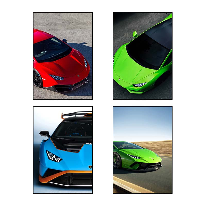 تابلو شاسی دنیای قاب طرح Lamborghini Huracan کد 86863 مجموعه 4 عددی