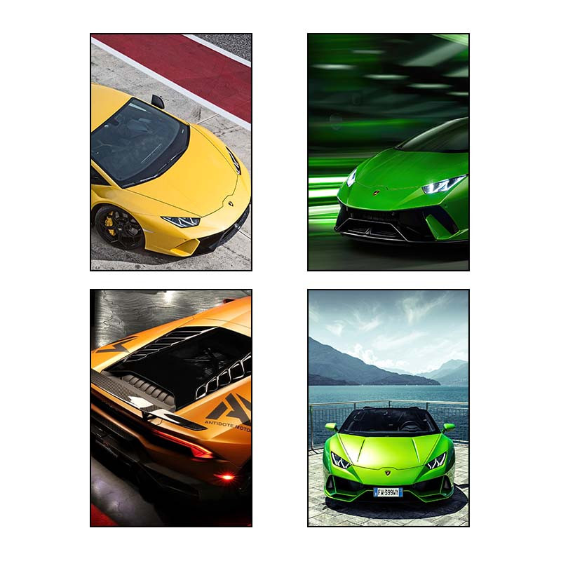 تابلو شاسی دنیای قاب طرح Lamborghini Huracan کد 53117 مجموعه 4 عددی