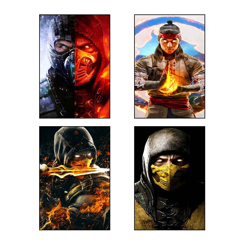تابلو شاسی دنیای قاب طرح مورتال کامبت Mortal Kombat کد 26983 مجموعه 4 عددی