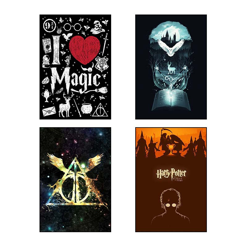 تابلو شاسی دنیای قاب طرح هری پاتر Harry Potter کد 55249 مجموعه 4 عددی