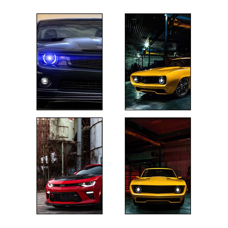 تابلو شاسی دنیای قاب طرح Chevrolet Camaro کد 64459 مجموعه 4 عددی