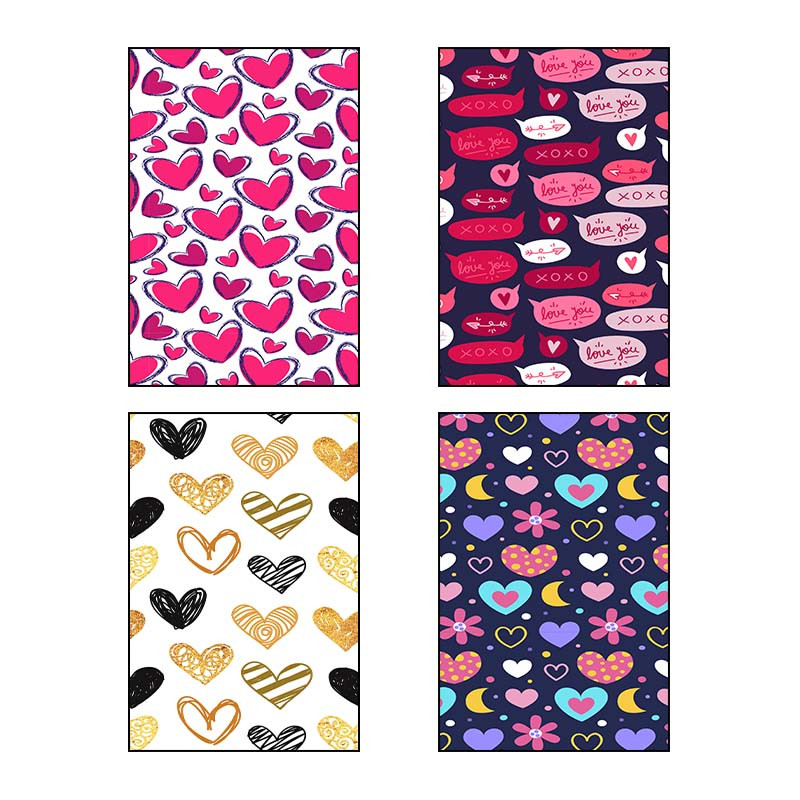 تابلو شاسی دنیای قاب طرح پترن عشق Love Pattern کد 91312 مجموعه 4 عددی