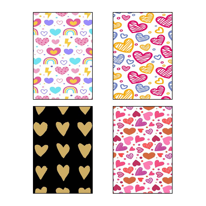 تابلو شاسی دنیای قاب طرح پترن عشق Love Pattern کد 98638 مجموعه 4 عددی