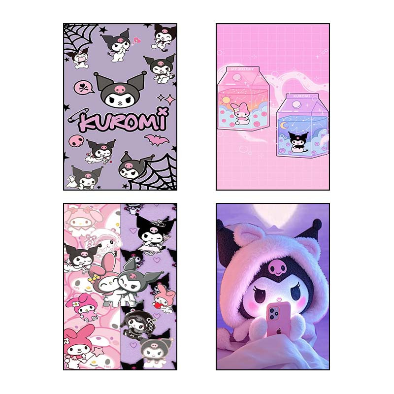 تابلو شاسی دنیای قاب طرح مای ملودی و کورومی My Melody & Kuromi کد 40136 مجموعه 4 عددی