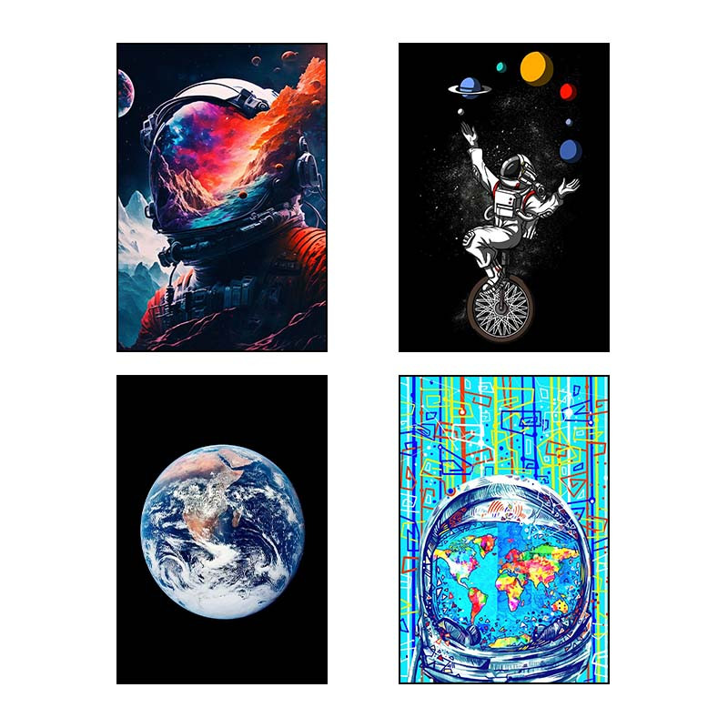 تابلو شاسی دنیای قاب طرح فضا Space کد 97356 مجموعه 4 عددی