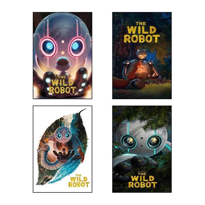 تابلو شاسی دنیای قاب طرح The Wild Robot کد 94806 مجموعه 4 عددی