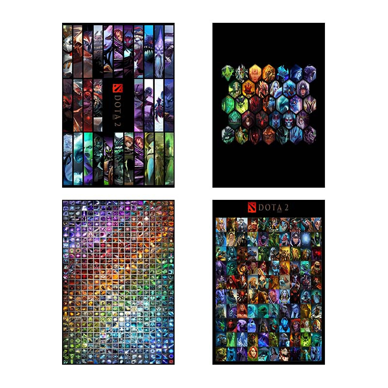 تابلو شاسی دنیای قاب طرح Dota 2 کد 40671 مجموعه 4 عددی