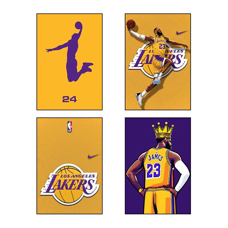 تابلو شاسی دنیای قاب طرح Lakers کد 63136 مجموعه 4 عددی