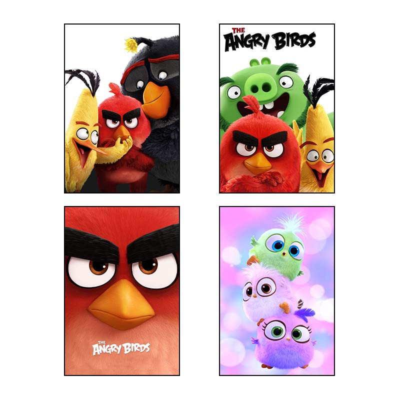 تابلو شاسی دنیای قاب طرح The Angry Birds کد 12617 مجموعه 4 عددی