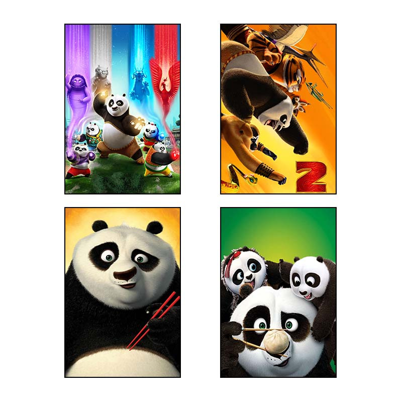 تابلو شاسی دنیای قاب طرح پاندای کونگ‌فوکار Kung Fu Panda کد 50300 مجموعه 4 عددی