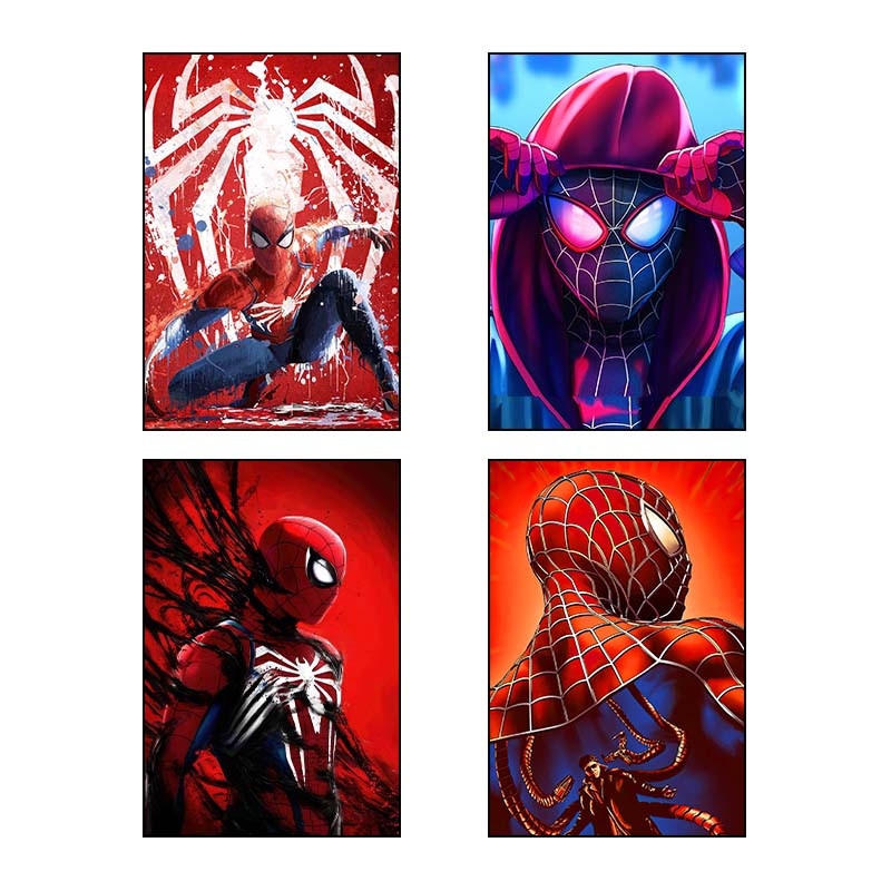 تابلو شاسی دنیای قاب طرح Man-مرد عنکبوتی Spider کد 14991 مجموعه 4 عددی