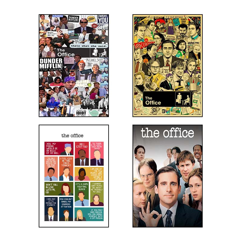 تابلو شاسی دنیای قاب طرح The Office کد 12806 مجموعه 4 عددی