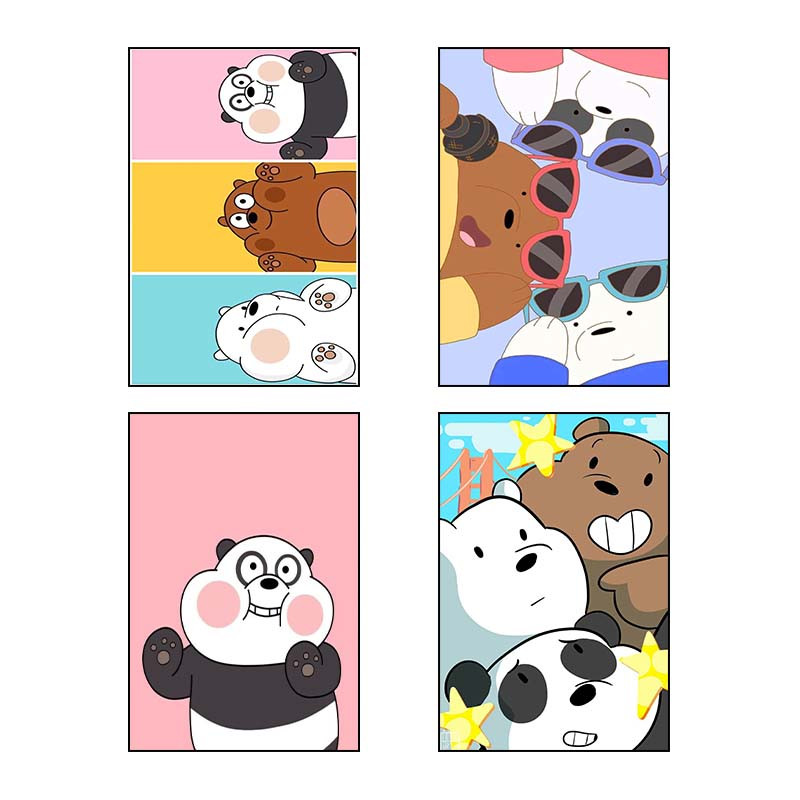 تابلو شاسی دنیای قاب طرح سه خرس کله پوک We Bare Bears کد 66499 مجموعه 4 عددی