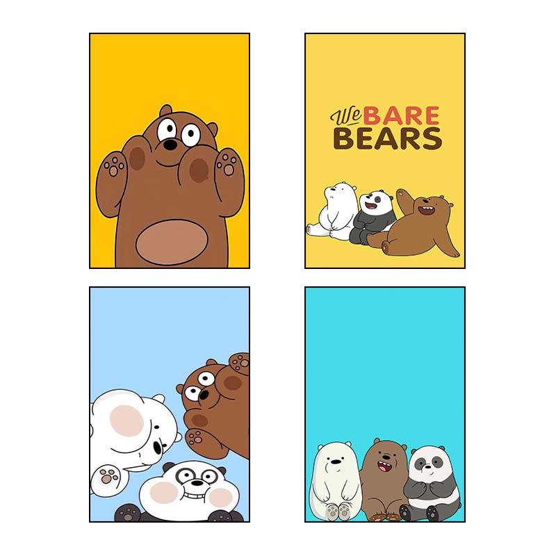 تابلو شاسی دنیای قاب طرح سه خرس کله پوک We Bare Bears کد 47152 مجموعه 4 عددی