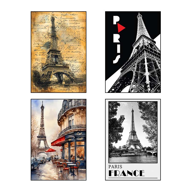 تابلو شاسی دنیای قاب طرح پاریس Paris کد 70399 مجموعه 4 عددی