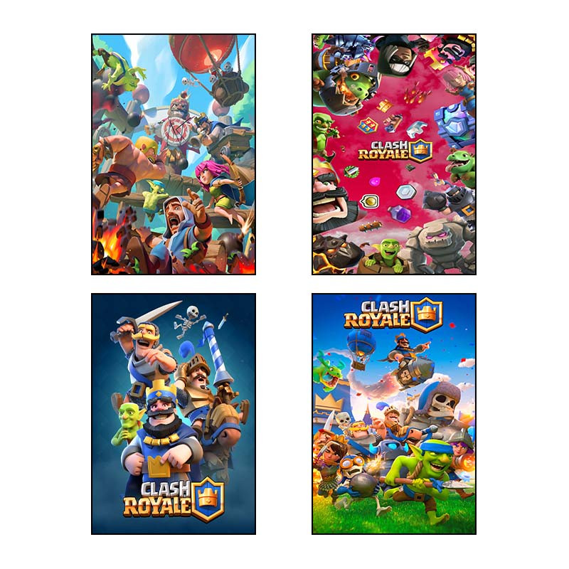 تابلو شاسی دنیای قاب طرح کلش رویال Clash Royale کد 48977 مجموعه 4 عددی