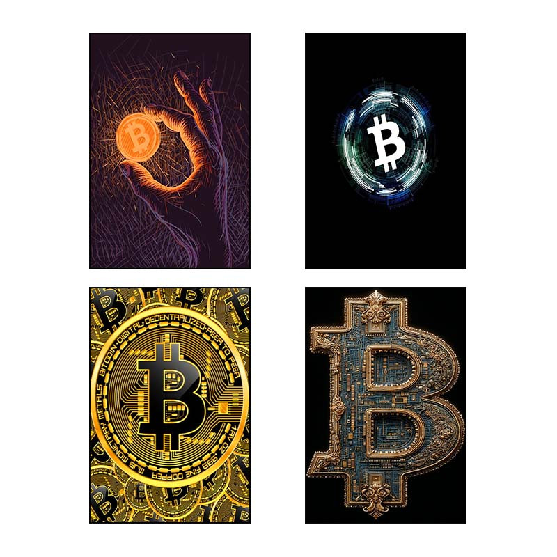 تابلو شاسی دنیای قاب طرح ارز دیجیتال Crypto کد 26709 مجموعه 4 عددی