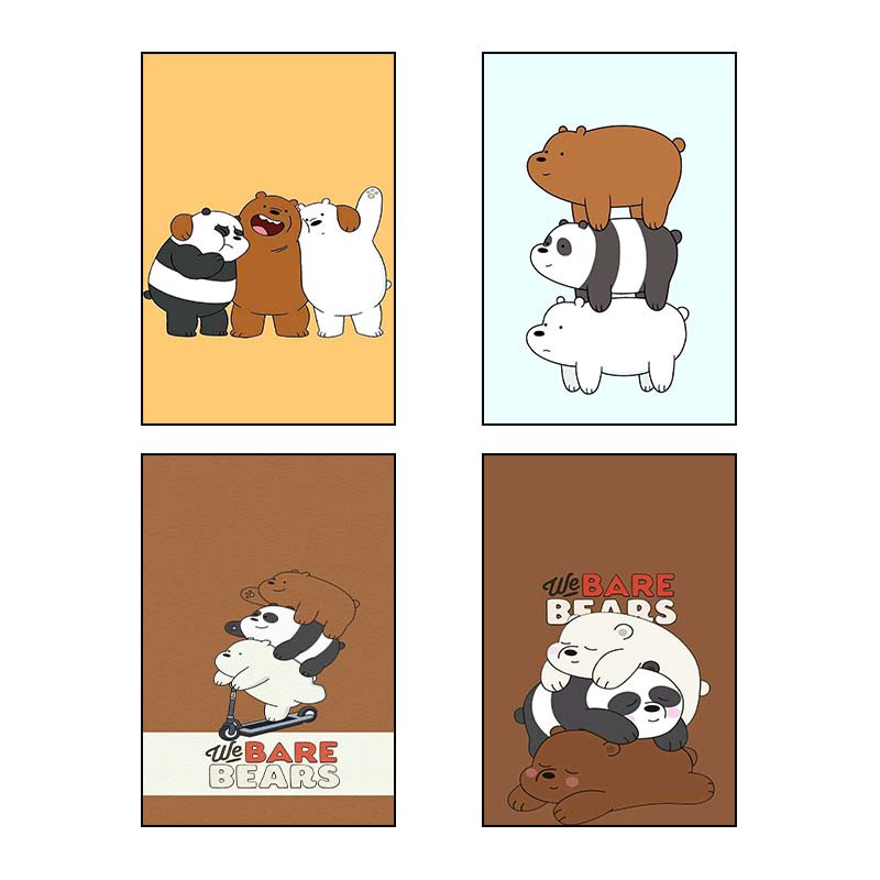 تابلو شاسی دنیای قاب طرح سه خرس کله پوک We Bare Bears کد 31415 مجموعه 4 عددی