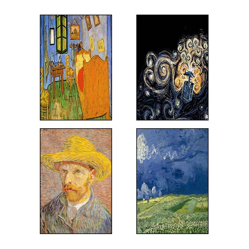 تابلو شاسی دنیای قاب طرح نقاشی‌های ون‌گوگ Van Gogh Paintings کد 69528 مجموعه 4 عددی