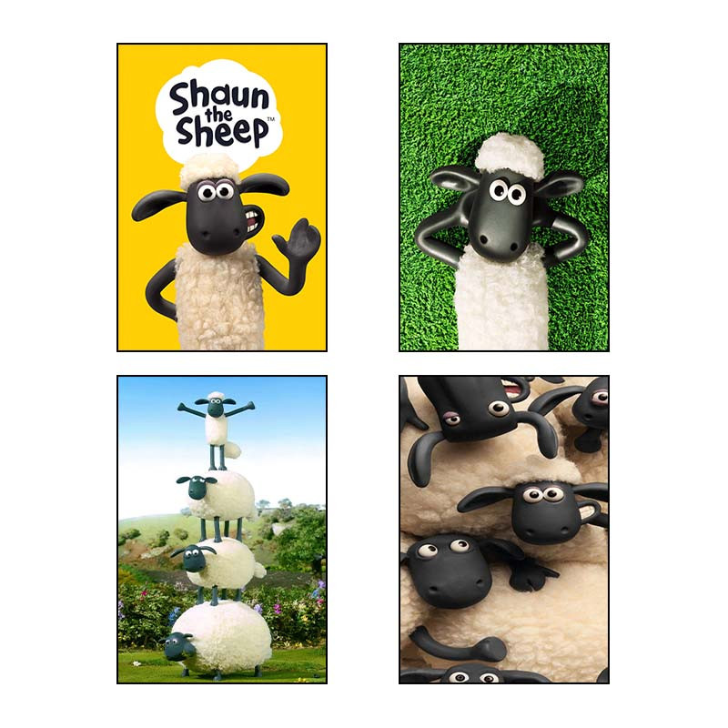 تابلو شاسی دنیای قاب طرح بره ناقلا shuan the sheep کد 86459 مجموعه 4 عددی